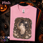 Boho Ghost Halloween Shirt, Crescent Moon Swing Tee, Whimsical Spooky Forest Shirt, Cottagecore Halloween Gift for Women