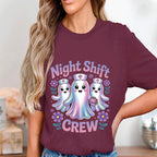 Night Shift Crew Nurse Shirt, Cute Ghost Halloween Nurse Tee Flowers, Spooky Medical Night Shift T-Shirt For Healthcare Workers Sweatshirt