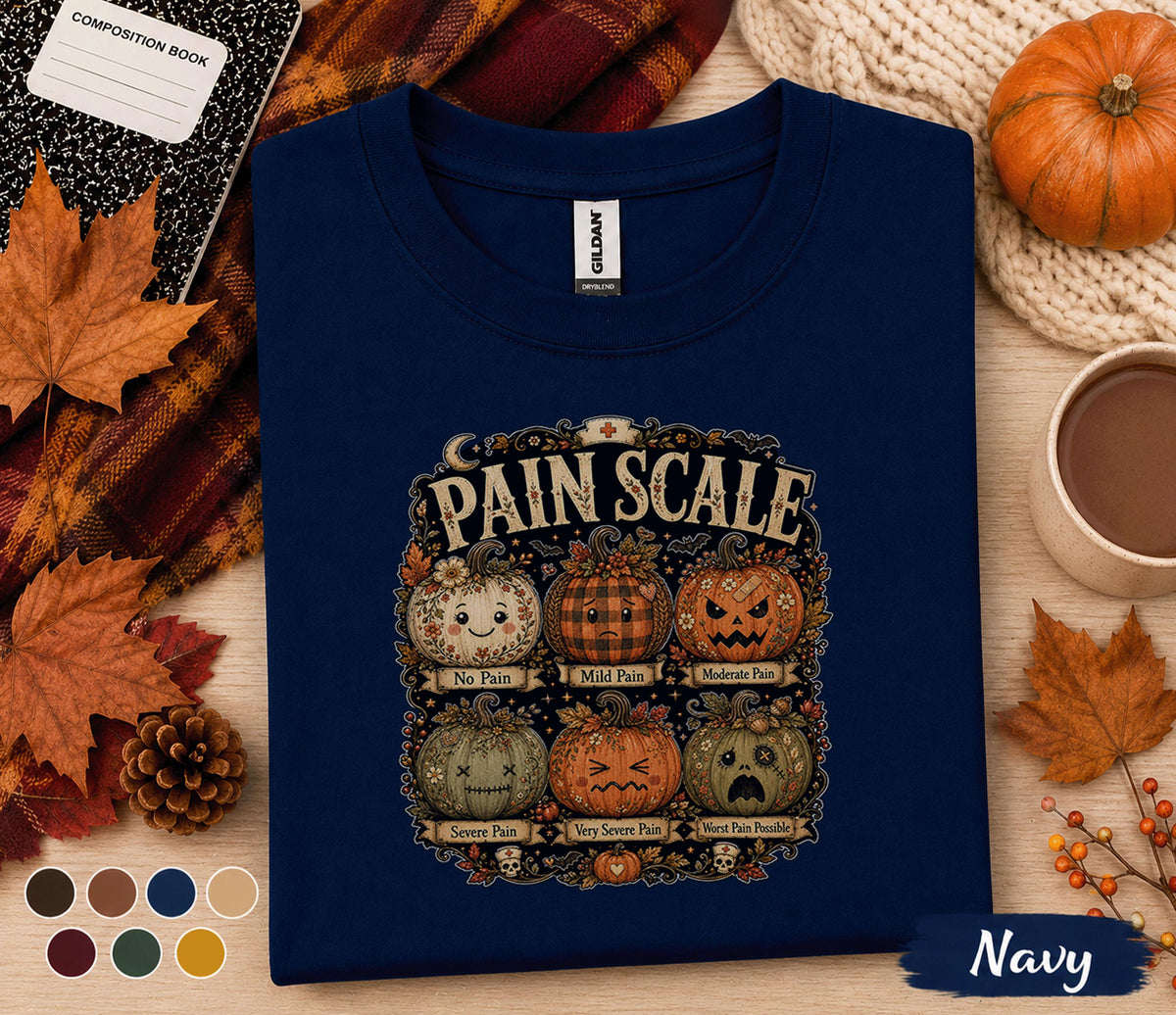 Pain Scale Pumpkin Shirt, Funny Nurse Halloween Shirt, Medical Pumpkin Tee, ER Nurse Fall Shirt, Healthcare Worker Gift, RN CNA Nursing