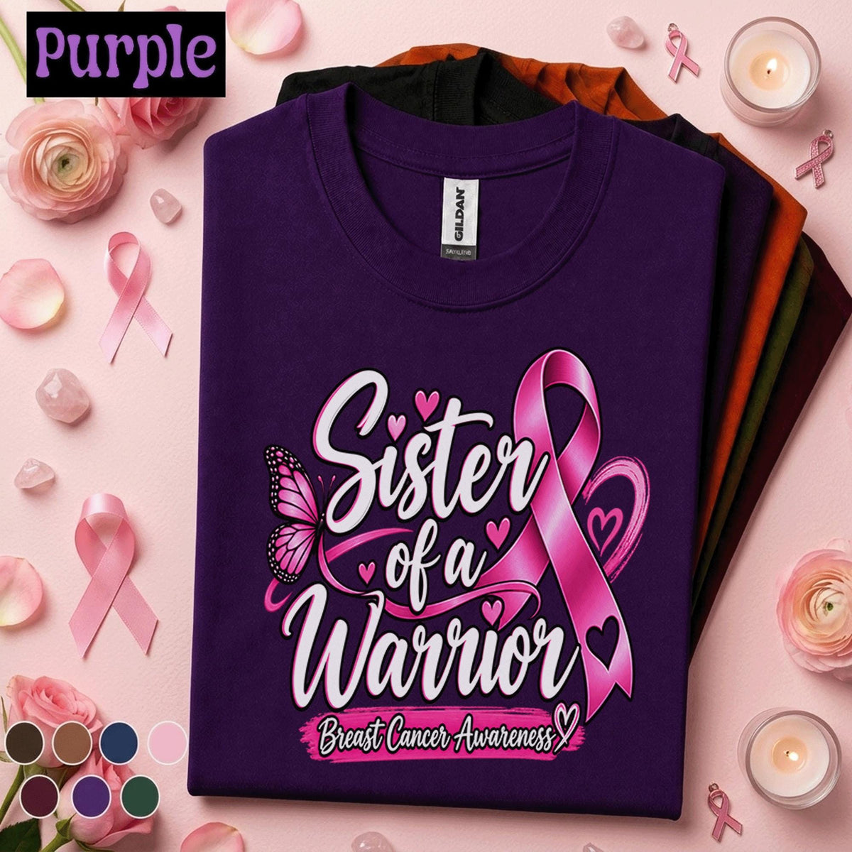 Breast Cancer Awareness Shirt, Sister of a Warrior Tee, Pink Ribbon Support Shirt, Breast Cancer Fighter Gift, October Pink Out Shirt