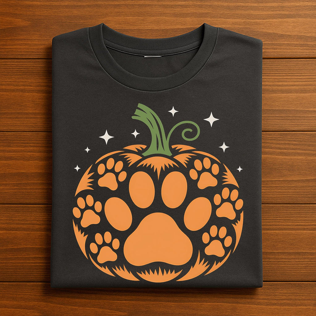 Halloween Paw Print Pumpkin Shirt, Cute Dog and Cat Halloween Tee, Pumpkin Paw Sweatshirt, Spooky Season Animal Lover Dog Halloween Shirt
