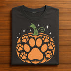 Halloween Paw Print Pumpkin Shirt, Cute Dog and Cat Halloween Tee, Pumpkin Paw Sweatshirt, Spooky Season Animal Lover Dog Halloween Shirt