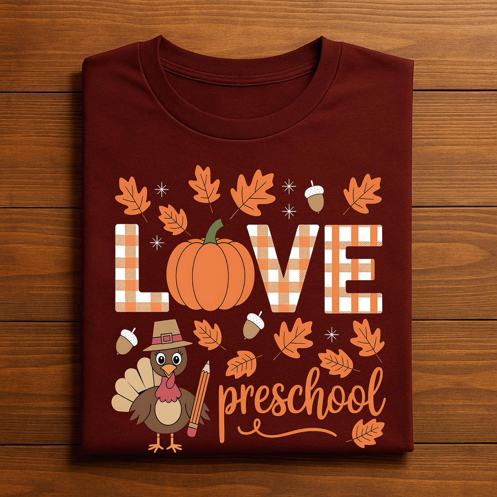 love Preschool halloween pumpkin shirt, cute pumpkin Preschool teacher Thanksgiving, fall Teacher Gift Teacher Thanksgiving Sweatshirt