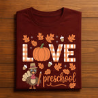 love Preschool halloween pumpkin shirt, cute pumpkin Preschool teacher Thanksgiving, fall Teacher Gift Teacher Thanksgiving Sweatshirt