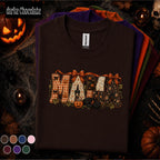 Mama Halloween Shirt, Retro Patchwork Pumpkin Mom Tee, Black Cat Spooky Mama Shirt, Cute Fall Halloween Gift for Mom Autumn Tee