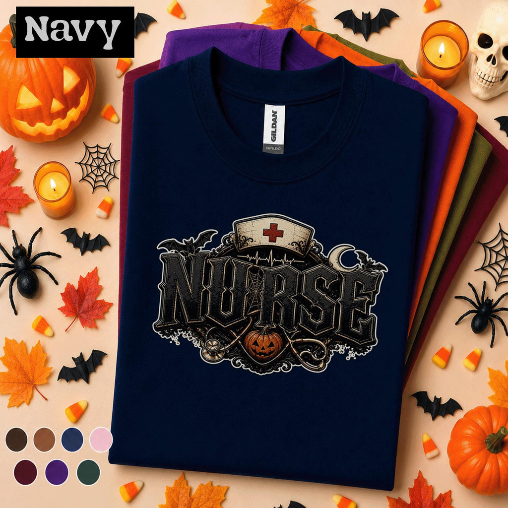 Nurse Halloween Shirt, Gothic Nurse Tee, Spooky Healthcare Worker Gift, Vintage Nursing T Shirt, Halloween Nurse Costume, ER Staff Tee