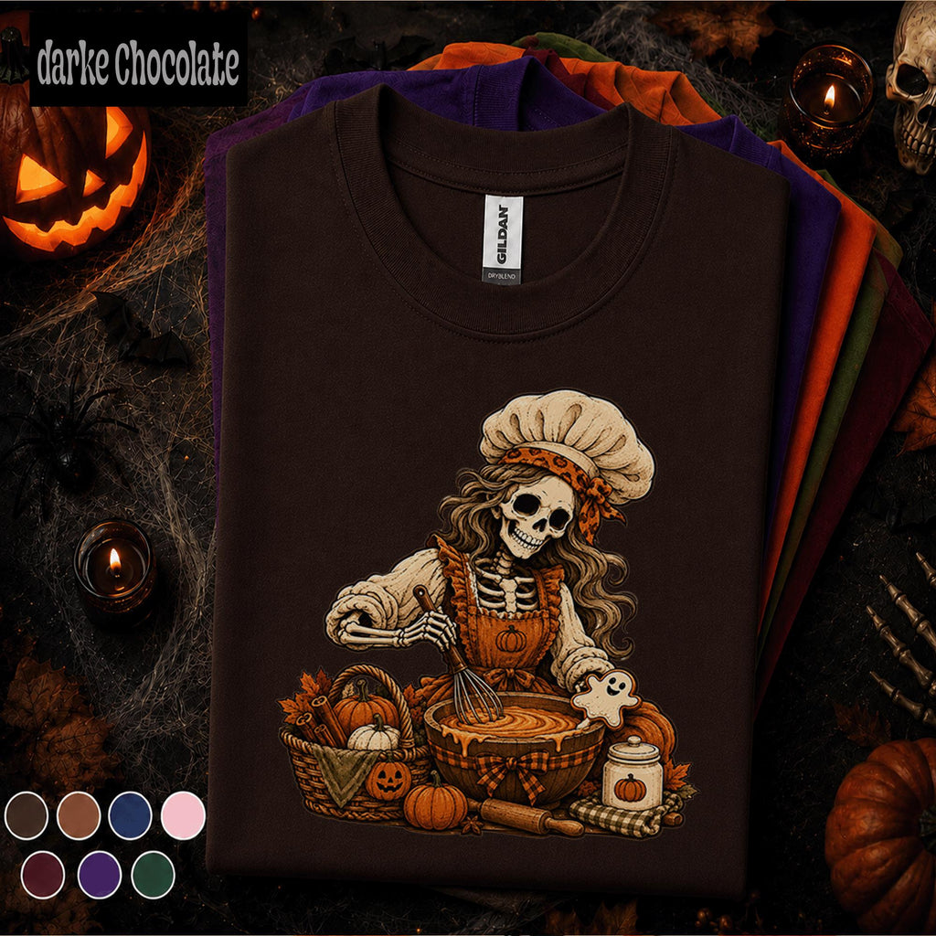Skeleton Baker Halloween Shirt, Spooky Baking Tee, Pumpkin Pie Kitchen Shirt, Vintage Fall Baker Gift, Cute Halloween Baking T Shirt