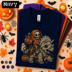 Cute Mummy Dinosaur Halloween Shirt, Skeleton Tee, Spooky Dino T Shirt, Pumpkin Ghost Fall Gift, Kids Youth Boys Halloween Top