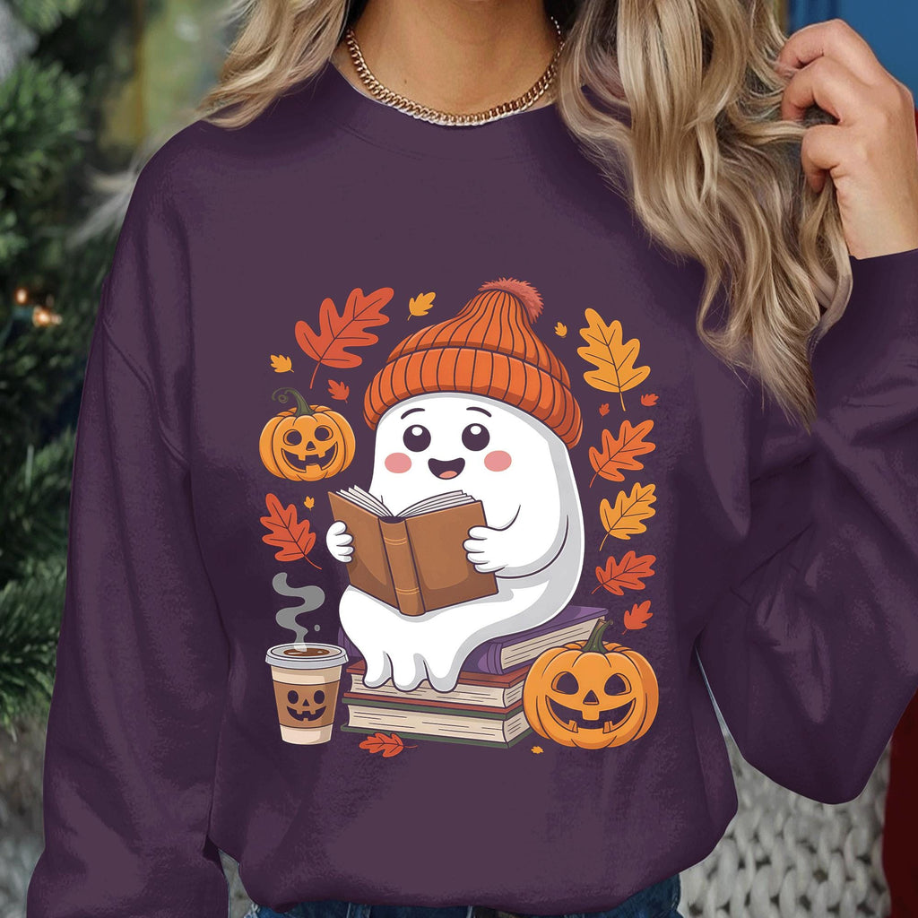 Ghost Reading Books Shirt, Teacher Librarian Halloween Sweatshirt, coffee Halloween Book Lover, Halloween School, Readers Fall Teacher Shirt