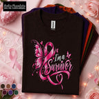 Breast Cancer Survivor Shirt, I'm a Survivor Pink Ribbon Tee, Butterfly Awareness Shirt, Inspirational Warrior Gift for Women Pink October