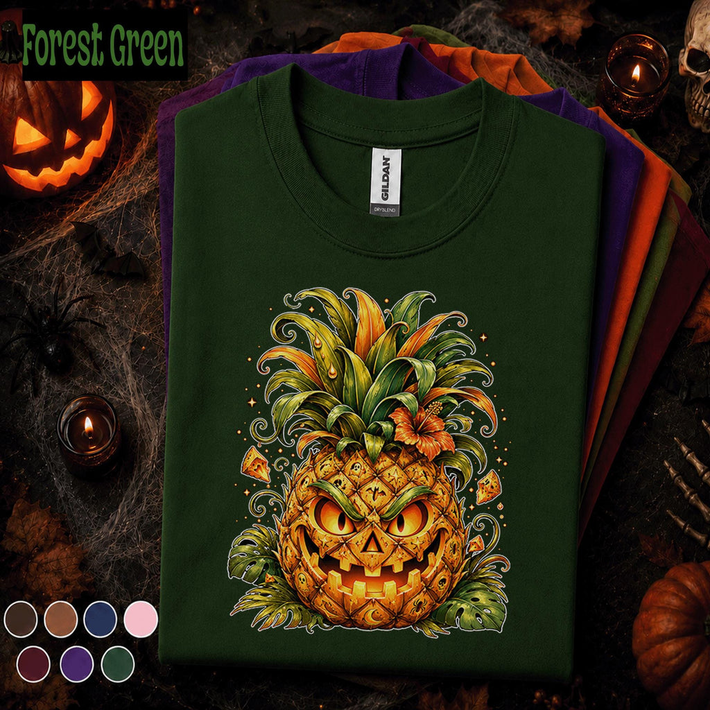 Pineapple Jack O Lantern Halloween Shirt, Tropical Pumpkin Tee, Spooky Pineapple Shirt, Funny Halloween Party Fall Gift Tee
