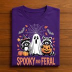Spooky and Feral Shirt, Funny Halloween Raccoon Ghost Tee, Cute Fall Animal Shirt, Pumpkin and Witch Forest Shirt, Ghost Raccoon Sweatshirt