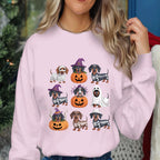 Halloween Dog Shirt Dachshund Puppy In Pumpkin Skeleton Ghost Witch Costumes Cute Funny Spooky Season Tee Dog Lovers Moms Dads Pet Owners