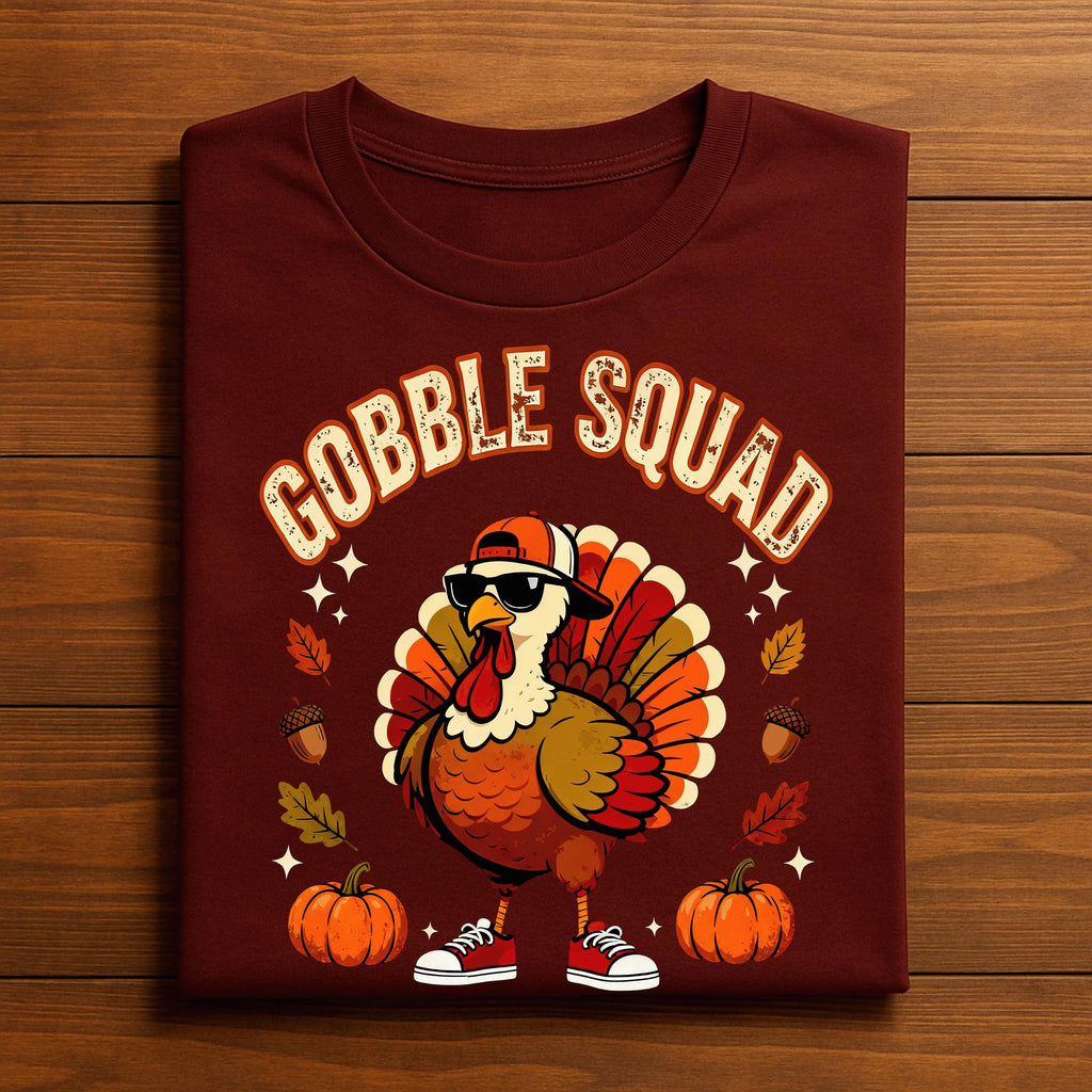 Gobble Squad Shirt, Friends Thanksgiving Tee with Hip Turkey Squad, Gift Thanksgiving Sweatshirt, Family Thanksgiving Hoodie