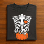 Women Skeleton Pregnancy Announcement Mom Halloween, Announcement Pregnant Halloween Shirt, Baby Skeleton Pumpkin Shirt