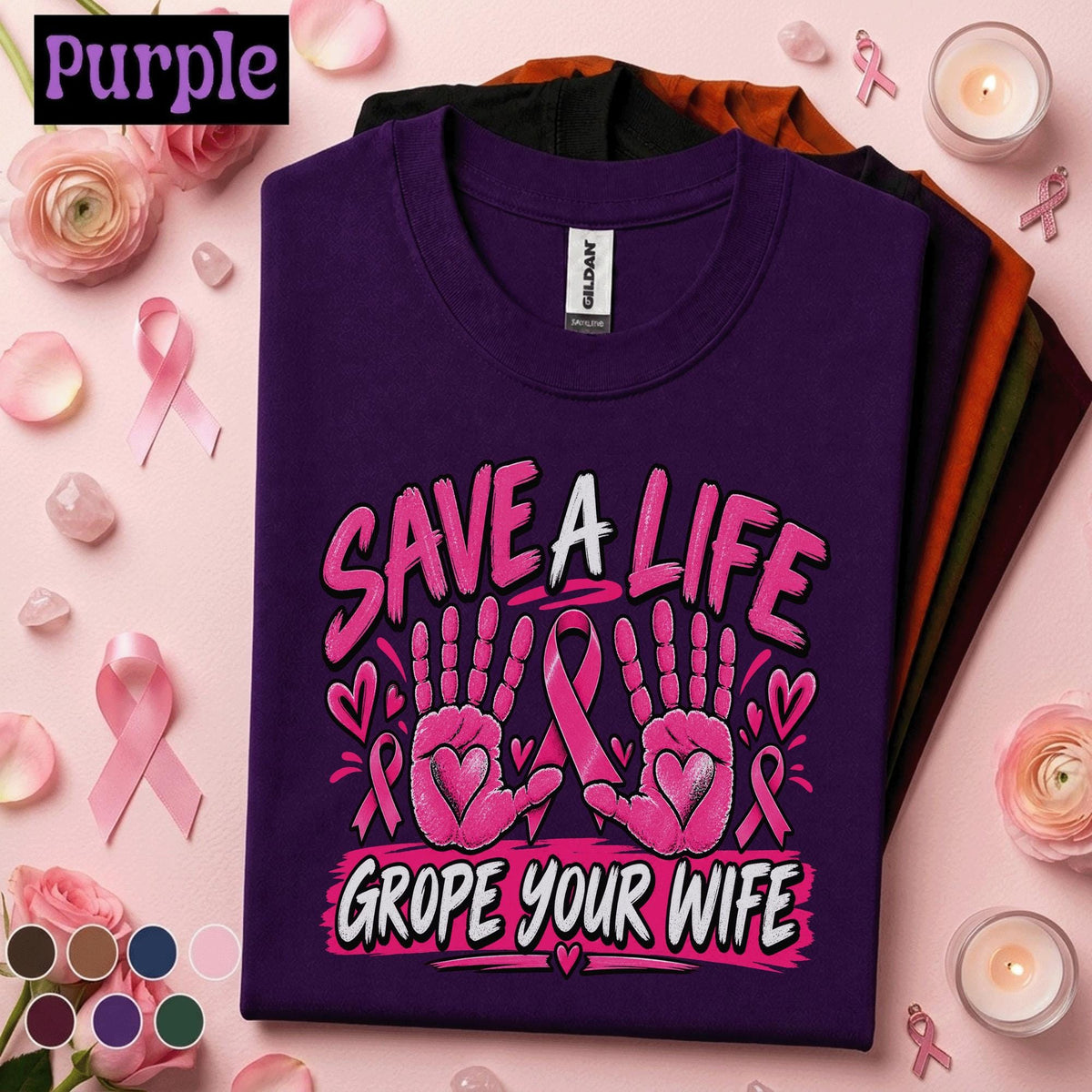 Breast Cancer Awareness Shirt, Save a Life Grope Your Wife Tee, Funny Pink Ribbon Shirt, Breast Health Reminder Gift, October Tee