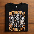Intensive Scare Unit Shirt Funny Skeleton Nurse Halloween Tee With Pumpkins Perfect Spooky Medical Costume Outfit, Ha...