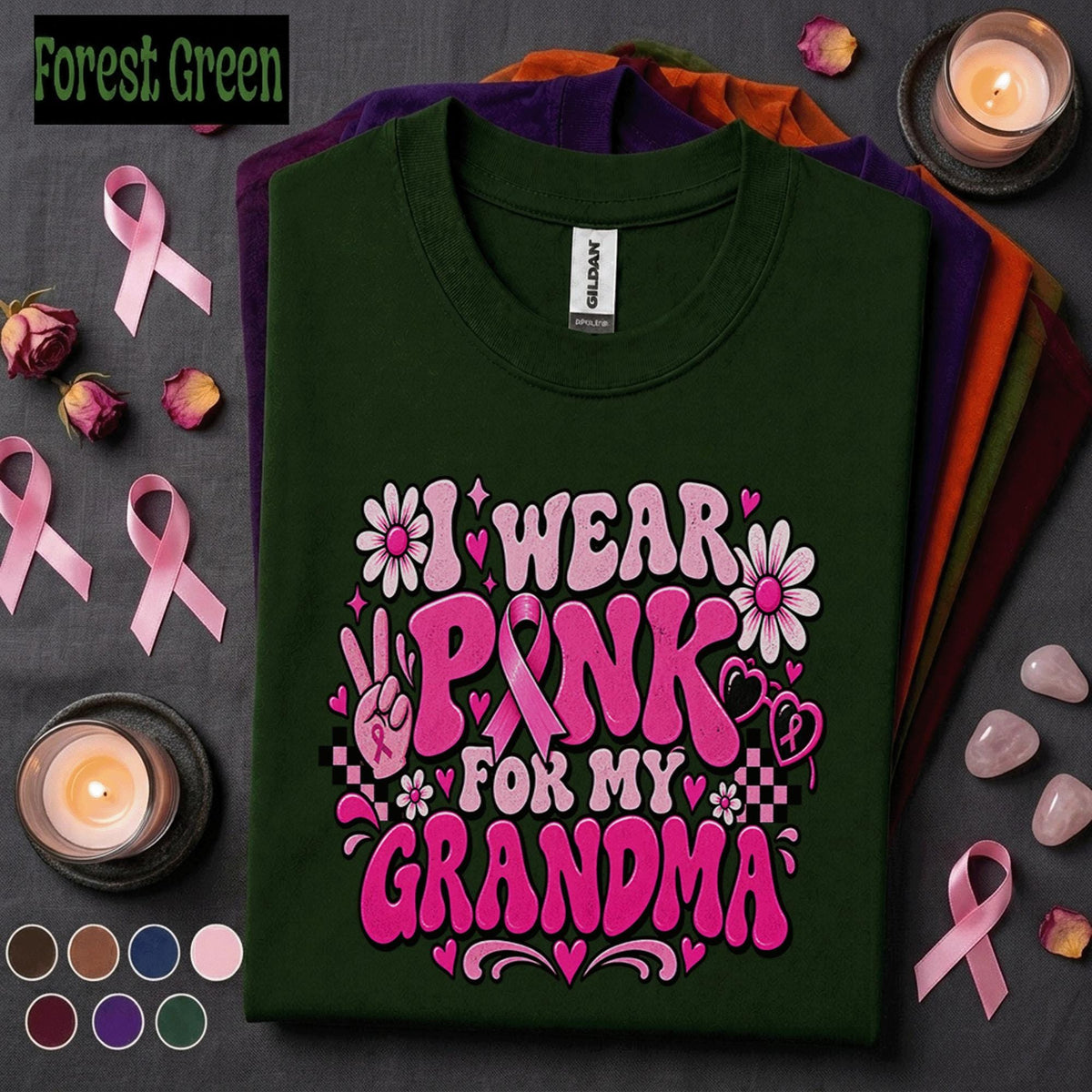Breast Cancer Awareness Shirt, I Wear Pink for My Grandma Tee, Pink Ribbon Family Support Shirt, Grandma Cancer Fighter Gift for Women