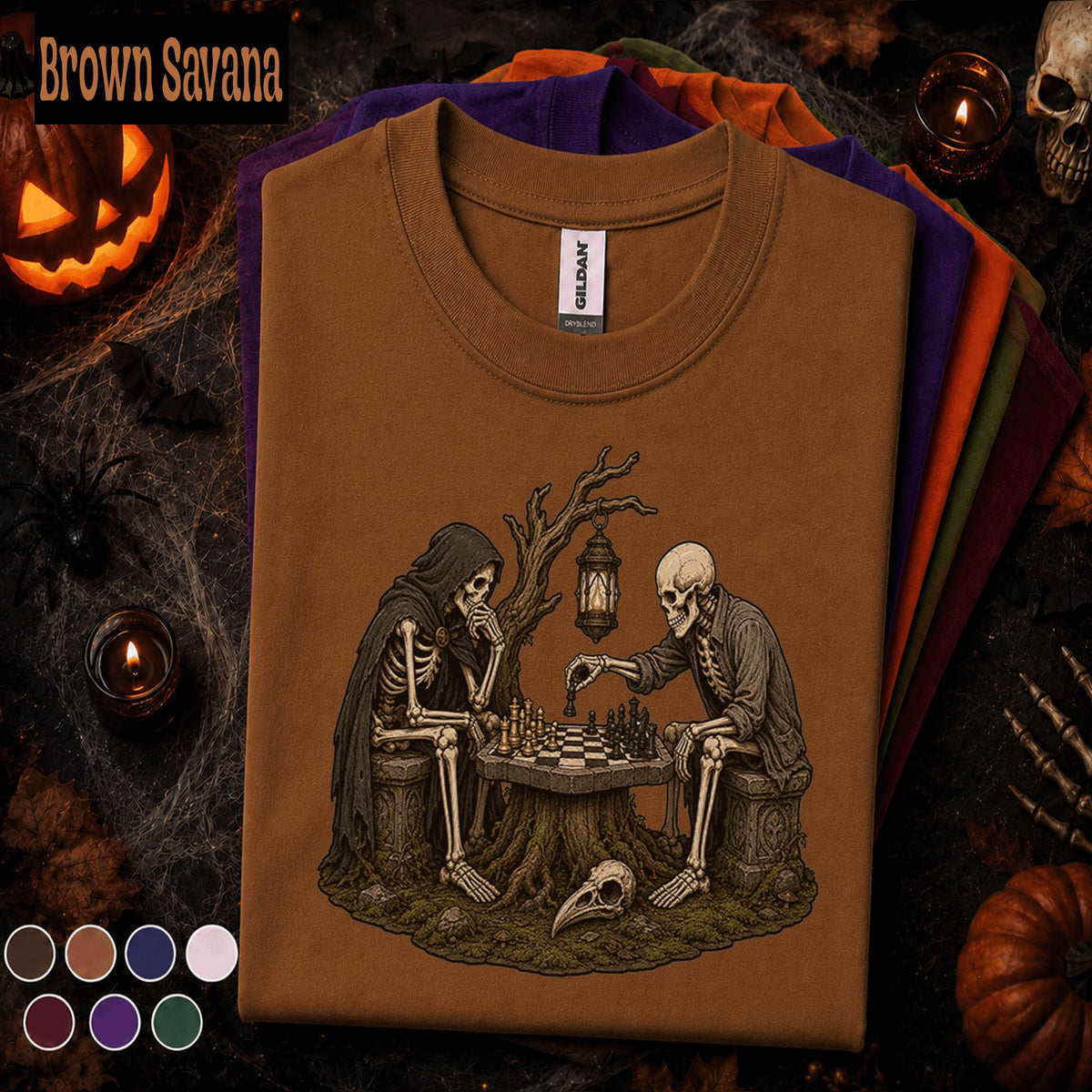 Skeleton Chess Halloween Shirt, Gothic Chess Player Tee, Spooky Skeleton Graphic Shirt, Dark Academia Gift, Vintage Halloween Chess Tee
