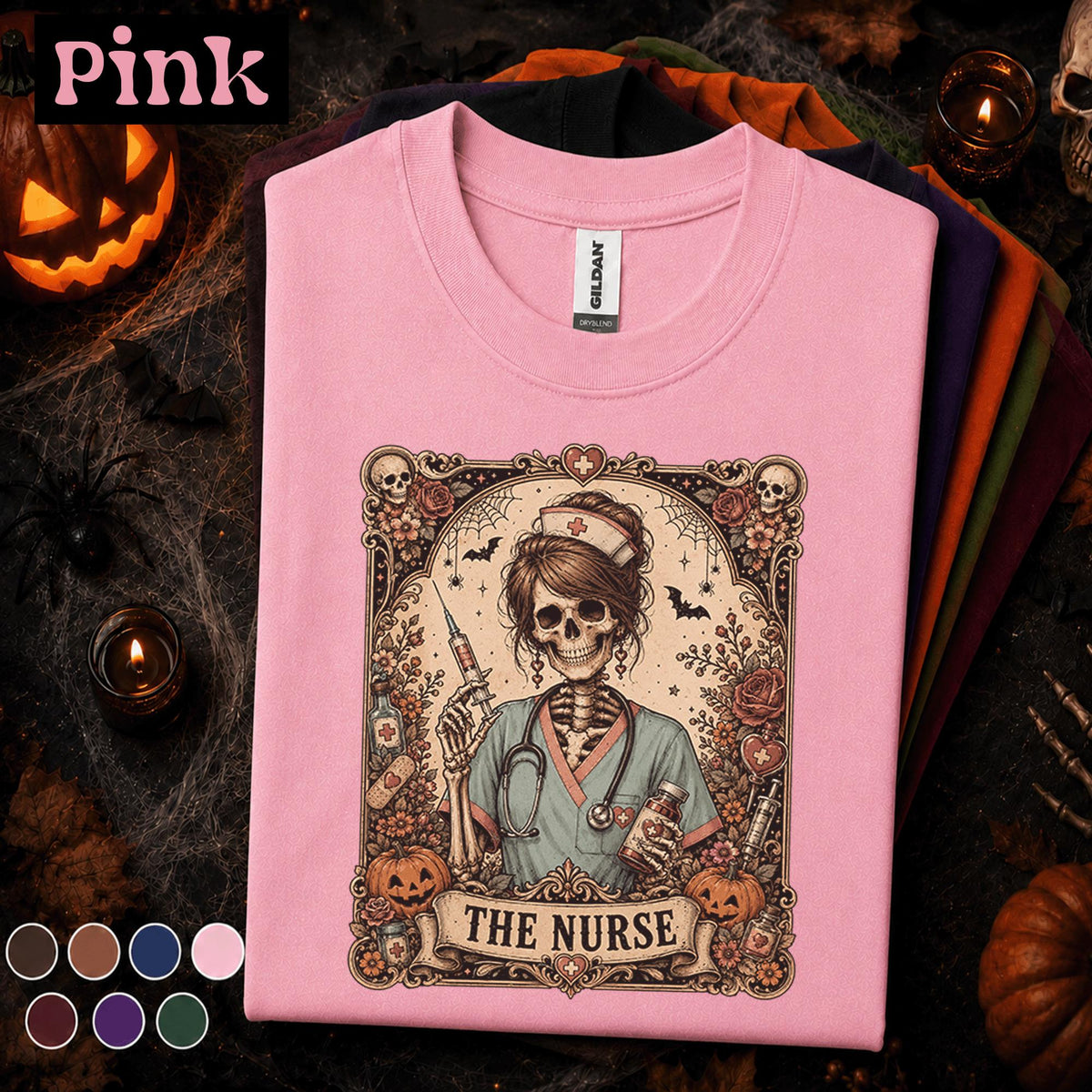 Skeleton Nurse Halloween Shirt, Gothic Nurse Tee, Spooky Nursing Gift, Vintage Medical Halloween Shirt, Registered Nurse Fall T Shirt