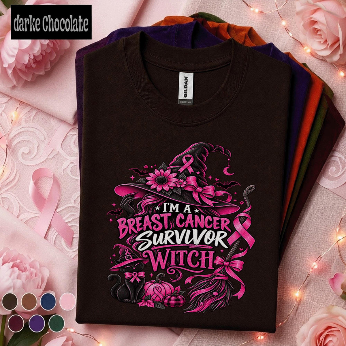 Breast Cancer Survivor Witch Shirt, Pink Ribbon Halloween Tee, Cancer Warrior Gift for Women, Spooky October Awareness Shirt, Witchy Tee
