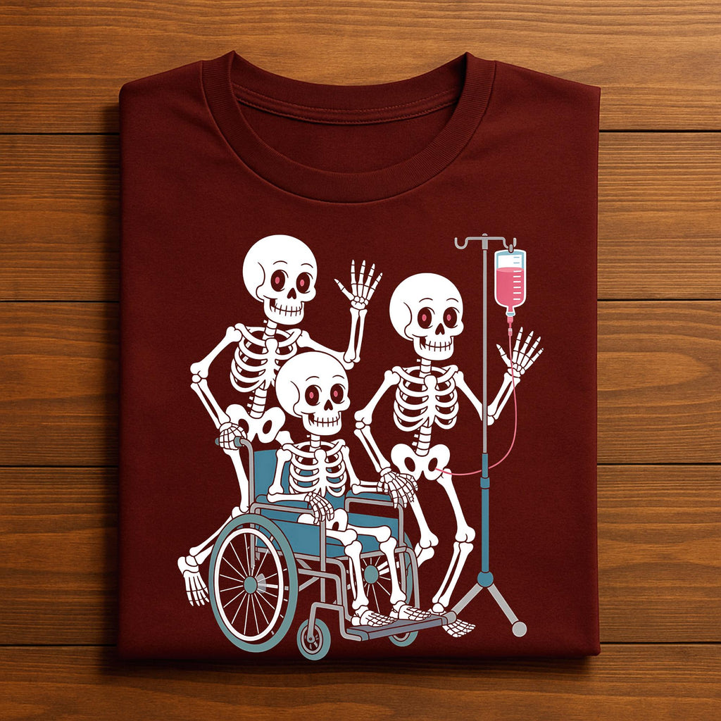 Skeleton Hospital Shirt, Funny Medical Halloween Tee, Skeleton Wheelchair IV Drip T-Shirt, Spooky Nurse Doctor, Gift Nurse Halloween Shirt