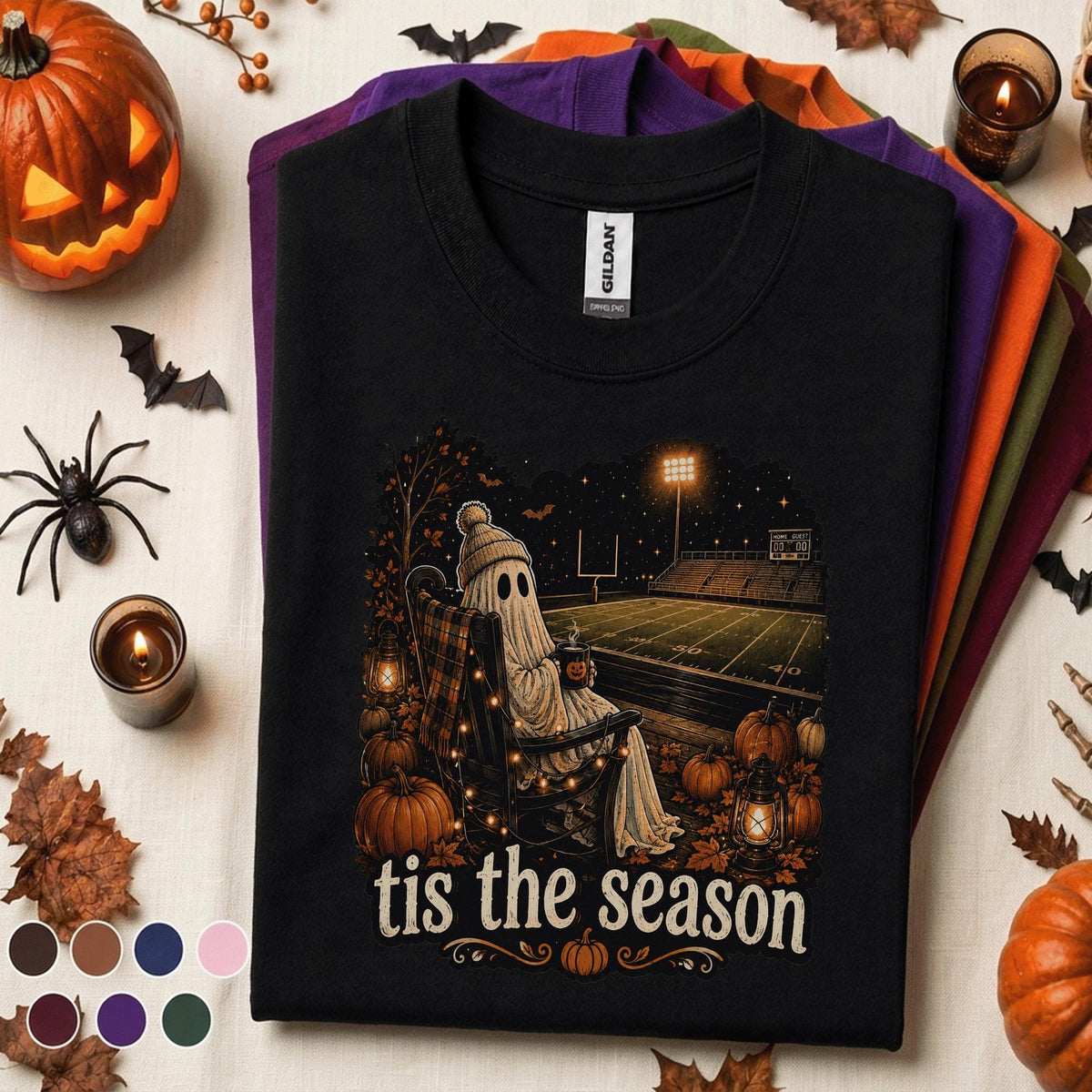 Tis the Season Football Halloween Shirt, Spooky Ghost Game Day Tee