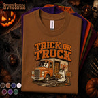 Trick or Truck Halloween Shirt, Funny Ghost Truck Driver Tee, Spooky Delivery Driver Gift, Pumpkin Truck Costume, Retro Fall Tee