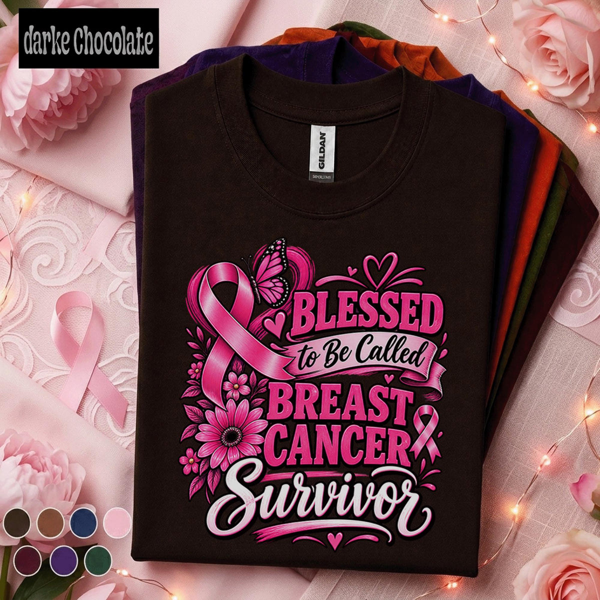 Breast Cancer Survivor Shirt, Blessed to Be Called Survivor Pink Ribbon Tee, Floral Butterfly Awareness Shirt, October Support Gift Women