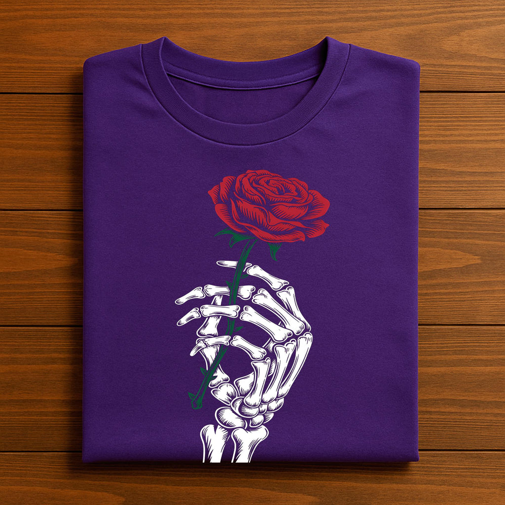 Skeleton Hand with Rose Shirt, Gothic Romance Halloween Tee, Couple Halloween Shirt, Skeleton Rose T-Shirt, Gift Valentine's Day Shirt