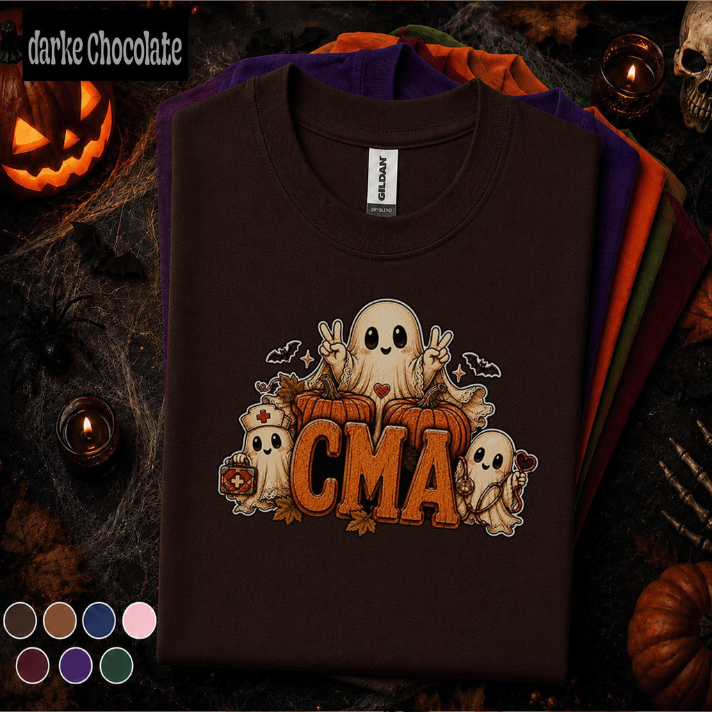 CMA Halloween Shirt, Certified Medical Assistant Ghost Tee, Spooky Healthcare Worker Gift, Cute Medical Assistant Fall Nursing T-Shirt