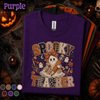 Spooky Teacher Halloween Shirt, Cute Ghost Teacher Tee, Retro Fall Classroom Shirt, Halloween Educator Gift, Pumpkin School Teacher Tee