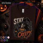 Stay Creepy Halloween Shirt, Plague Doctor Witch Tee, Gothic Raven Pumpkin T Shirt, Spooky Season, Dark Halloween Gift Tee