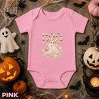 Pink Ghost Baby Bodysuit, Coquette Halloween Outfit, Boo Infant Shirt, Girly First Halloween Gift, Cute Spooky Newborn Costume, Fall Baby