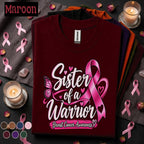 Breast Cancer Awareness Shirt, Sister of a Warrior Tee, Pink Ribbon Support Shirt, Breast Cancer Fighter Gift, October Pink Out Shirt