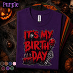 It's My Birthday Halloween Shirt, Horror Birthday Party Tee, Spooky Birthday October Shirt, Skeleton Cake Gothic Halloween Gift Idea October