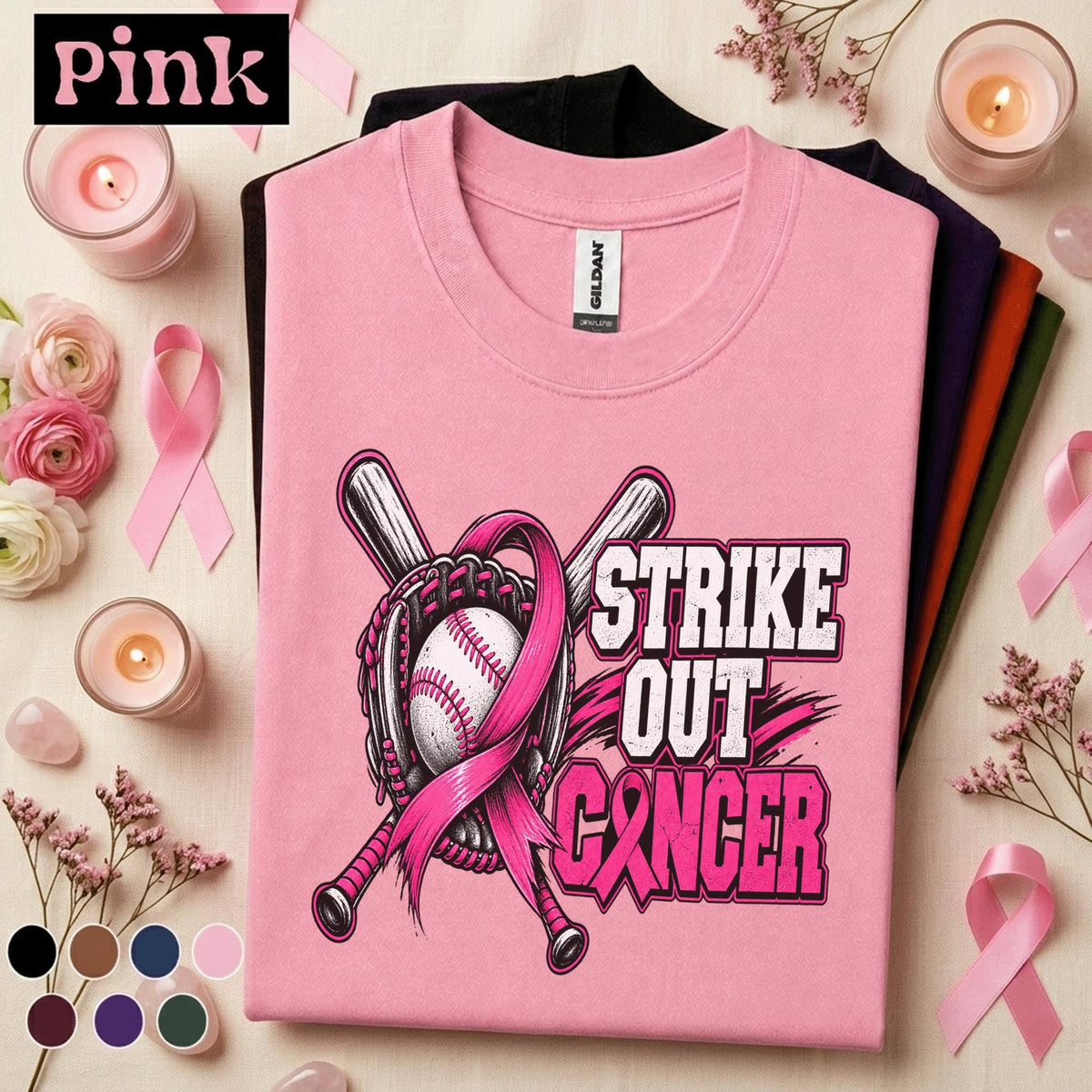 Breast Cancer Awareness Shirt, Strike Out Cancer Baseball Tee, Pink Ribbon Support Shirt, Cancer Fighter Gift, Baseball Mom Warrior Tee