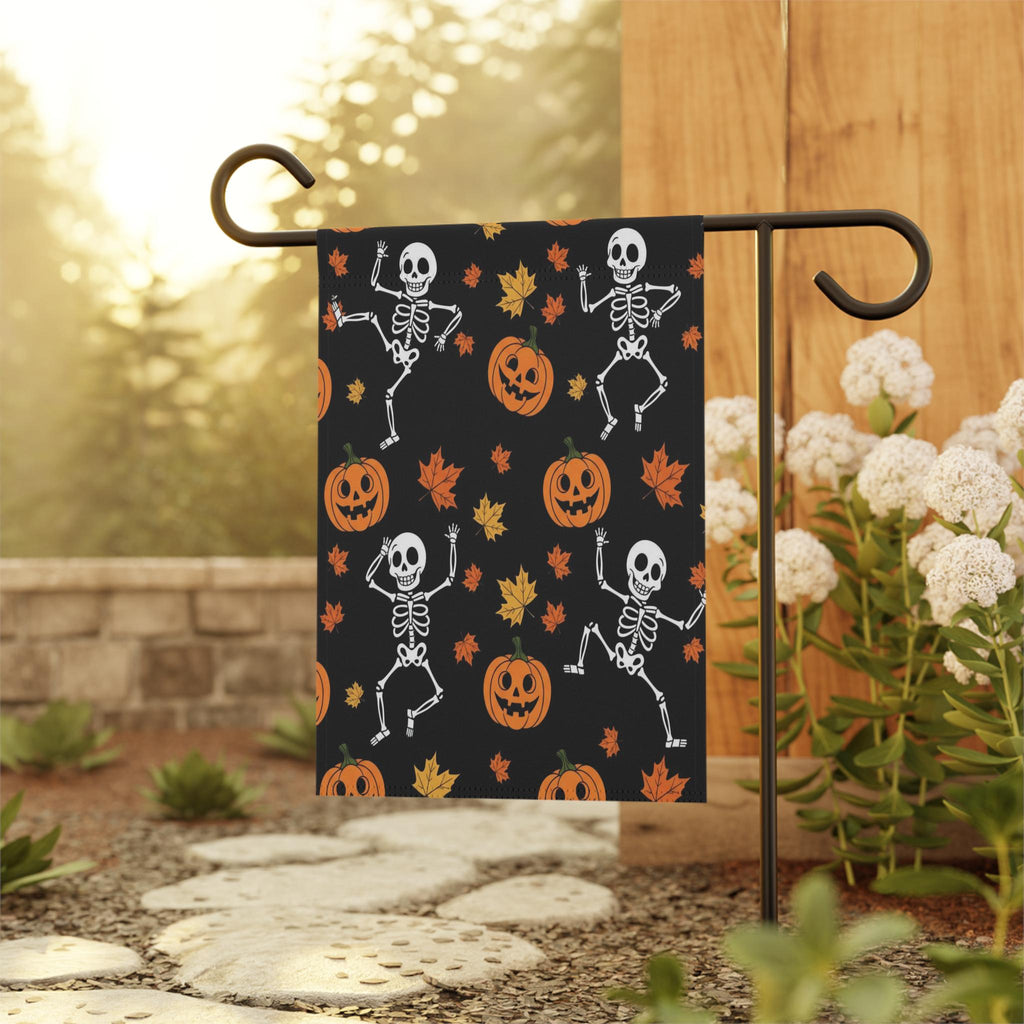 Skeleton Flag Garden, Pumpkin Halloween Decor