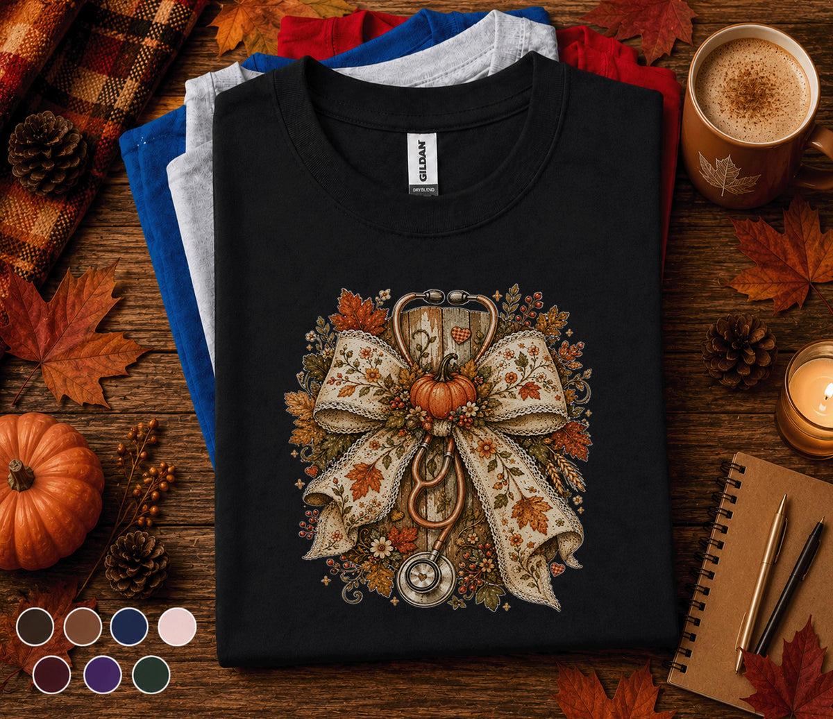 Fall Nurse Bow Shirt, Autumn Nurse Shirt