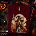 Basset Hound Halloween Shirt, Witch Dog Pumpkin Tee, Spooky Ghost Dog Shirt, Cute Halloween Pet Lover Gift, Fall Witchy Tee