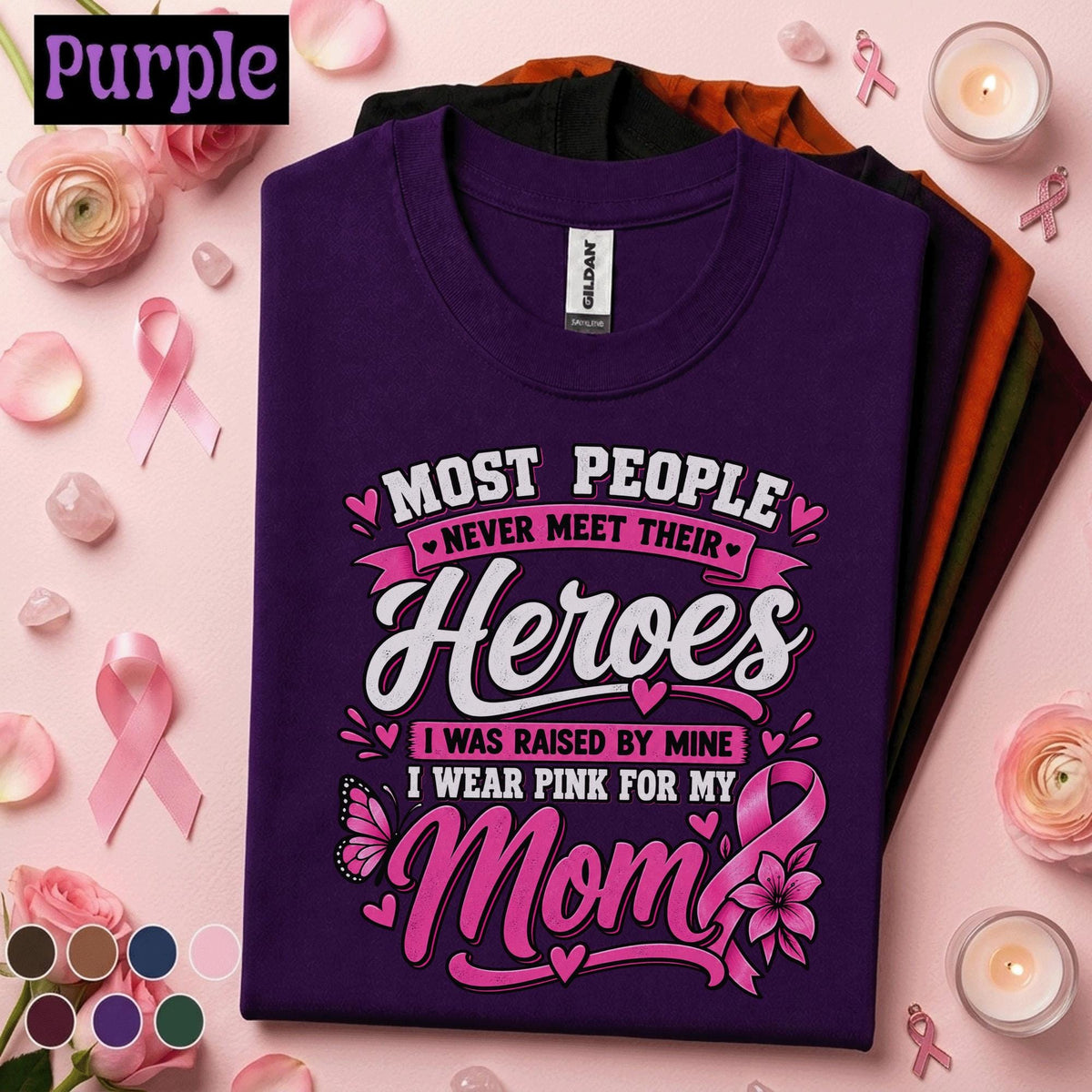 Breast Cancer Awareness Shirt, I Wear Pink for My Mom Tee, Mom Hero Pink Ribbon Shirt, Breast Cancer Support Gift for Daughter Women