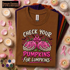 Breast Cancer Awareness Shirt, Check Your Pumpkins Tee, Pink Ribbon Halloween Shirt, Funny October Pink Out Gift, Spooky Awareness Tee