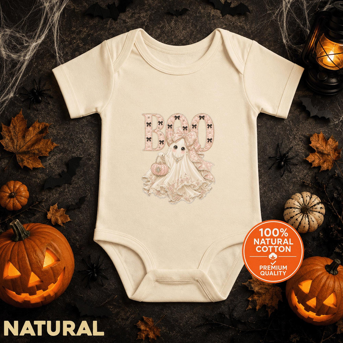 Pink Ghost Baby Bodysuit, Coquette Halloween Outfit