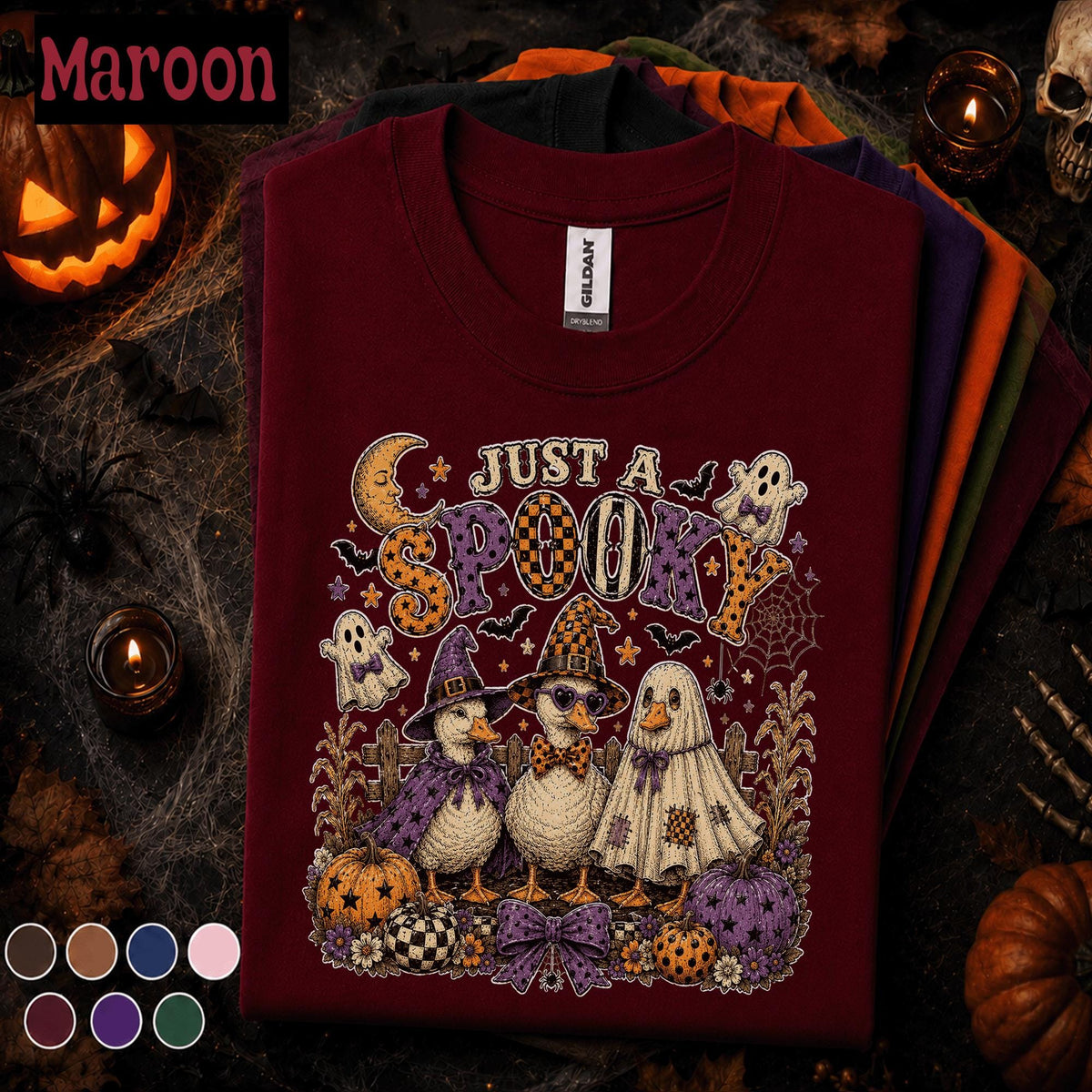 Just A Spooky Goose Halloween Shirt, Witch Goose Tee, Funny Ghost Duck Tshirt, Cute Pumpkin Costume Tee, Spooky Season Gift