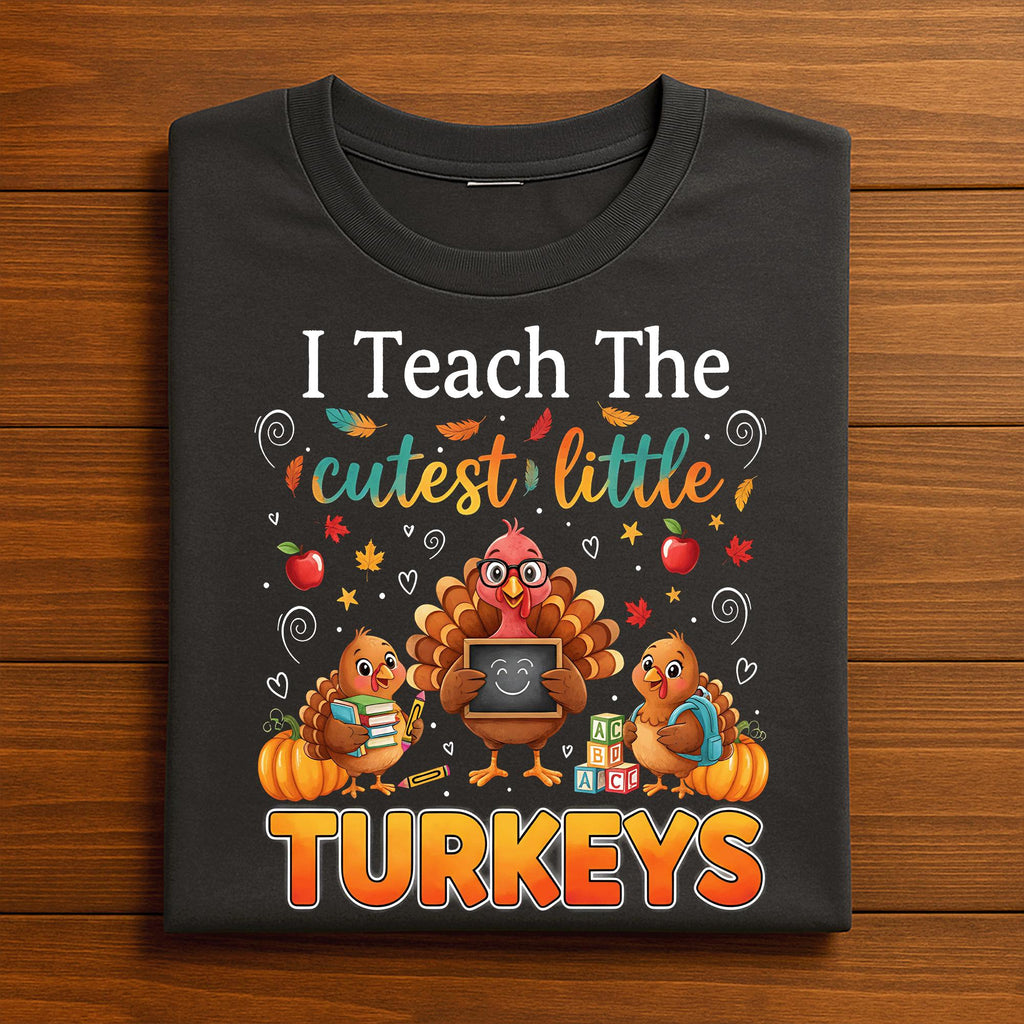 Thanksgiving Teacher Turkey Tee I Teach The Cutest Little Turkeys Fall, Autumn Teacher Thanksgiving