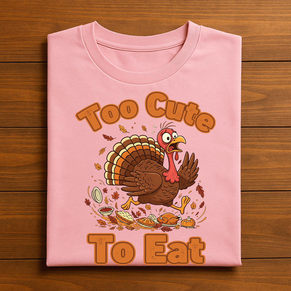 Thanksgiving Turkey Humor Shirt Too Cute To Eat Autumn Funny Fall Harvest Feast Day Gift Tee Retro Cute Turkey Tee, Funny Thanksgiving Shirt