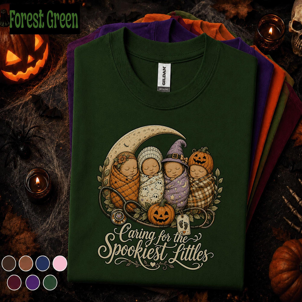 NICU Nurse Halloween Shirt, Spooky Baby Nurse Tee, Caring for the Spookiest Littles, Pediatric Nurse Gift, Cute Fall Nursing T-Shirt