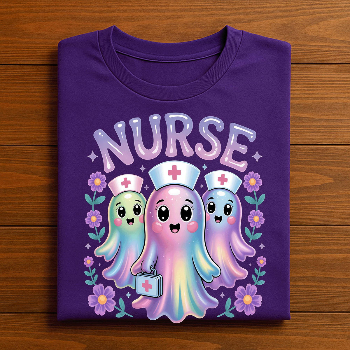 Halloween Nurse Ghost Shirt Halloween Pastel Ghosts Spooky Medical Tee Nurse Halloween Costume Outfit For Doctors Nurses And Healthcare