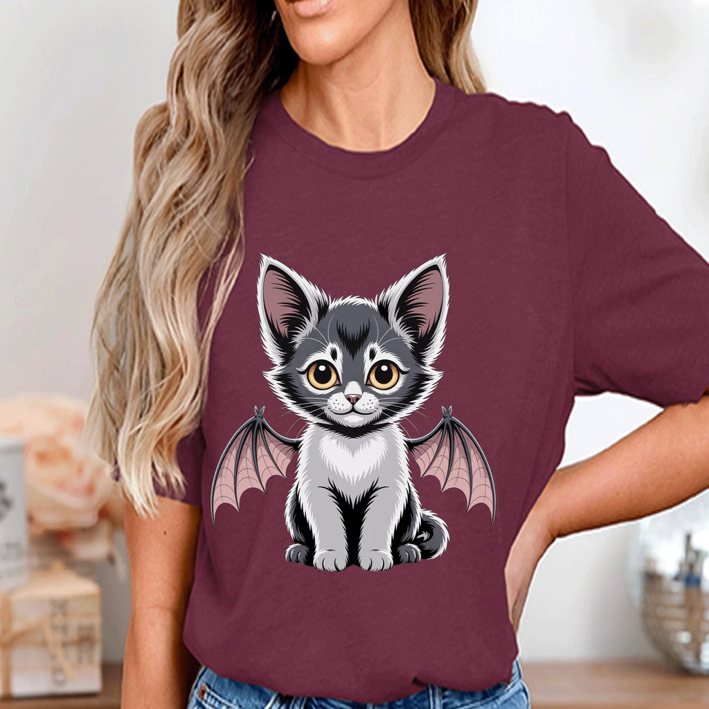 Bat Wing Cat Shirt, Cute Spooky Kitten Bat Wings Tee, Haunted Halloween Cat Lover Costume Top, Women Cat Shirt Girl, Cute Cat Sweatshirt