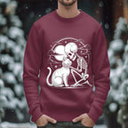 Cute Cat Skeleton halloween gothic Shirt, creepy horror style Tee, Cat skull, dark aesthetic apparel for halloween, Skeleton Cat Sweatshirt